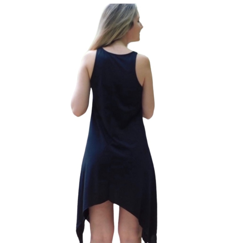 NEW  Small Black Sleeveless Handkerchief Hem Dress - Picture 4 of 5